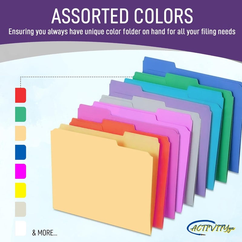 ACTIVITYYA Purple File Folders, 1/3-Cut Tabs, Letter Size, 12-Pack – Durable Office Filing Folders for Documents, Papers, and Organization - Image 3